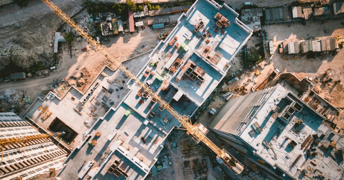 A construction site utilizing rapid deployment internet to ensure continuous connectivity and prevent project delays.